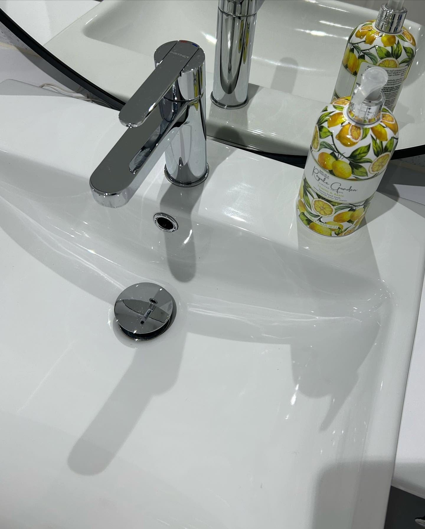 Bathroom sink and taps polished