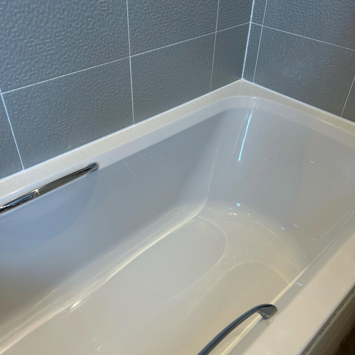 Freshly cleaned freestanding bath