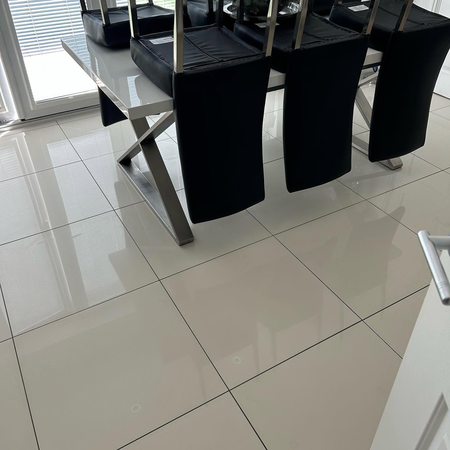 Gloss tile floor cleaned