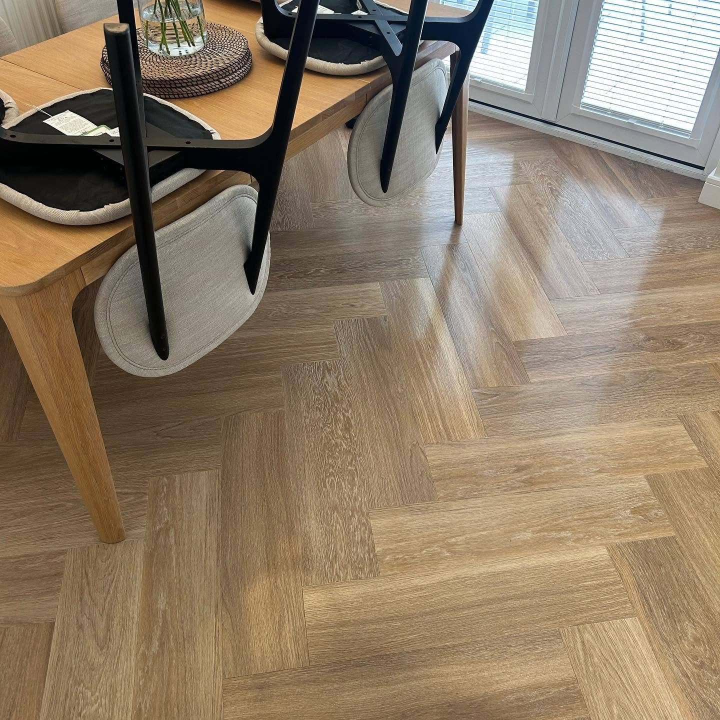 Polished herringbone floor